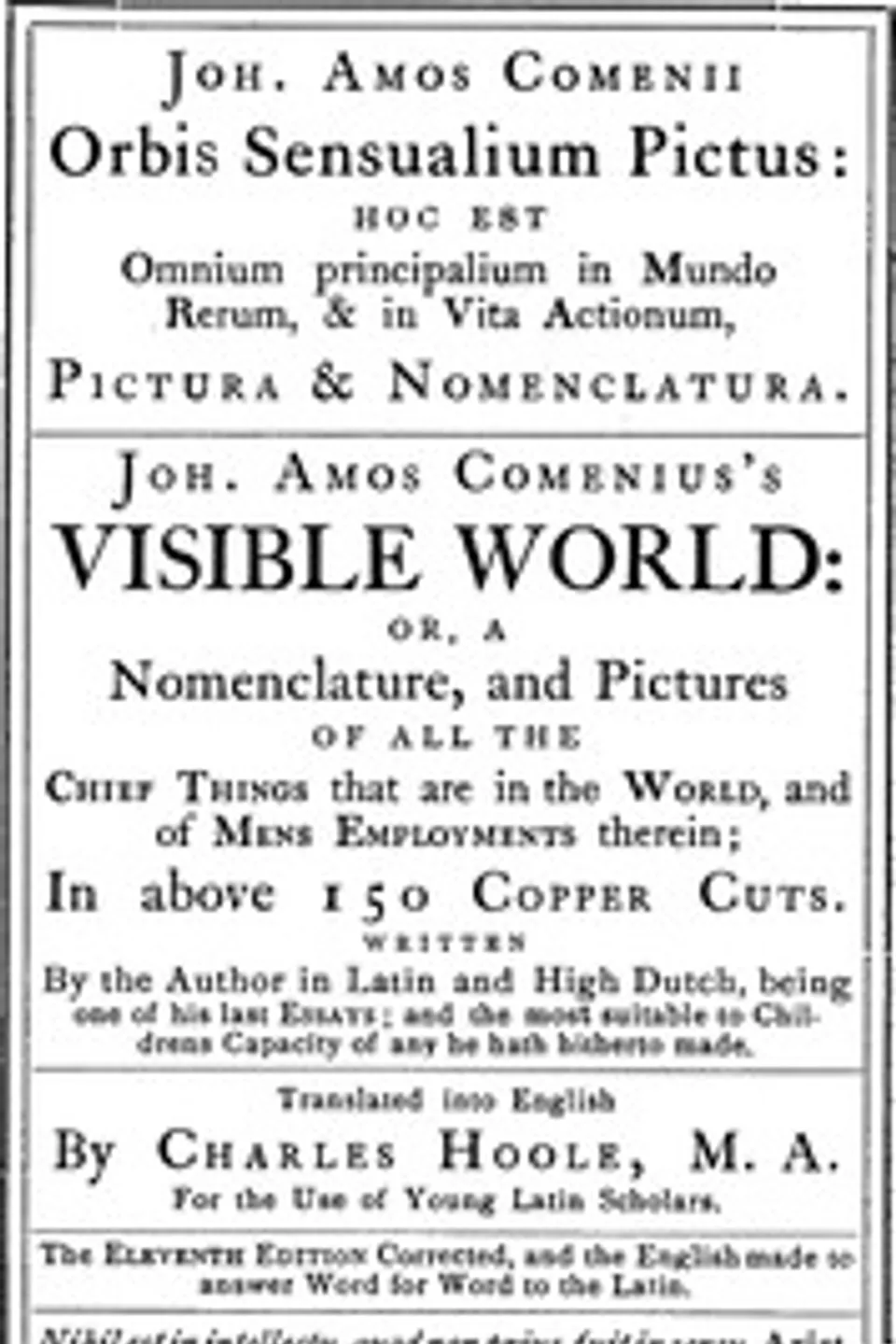 The Orbis Pictus, Johann Amos Comenius