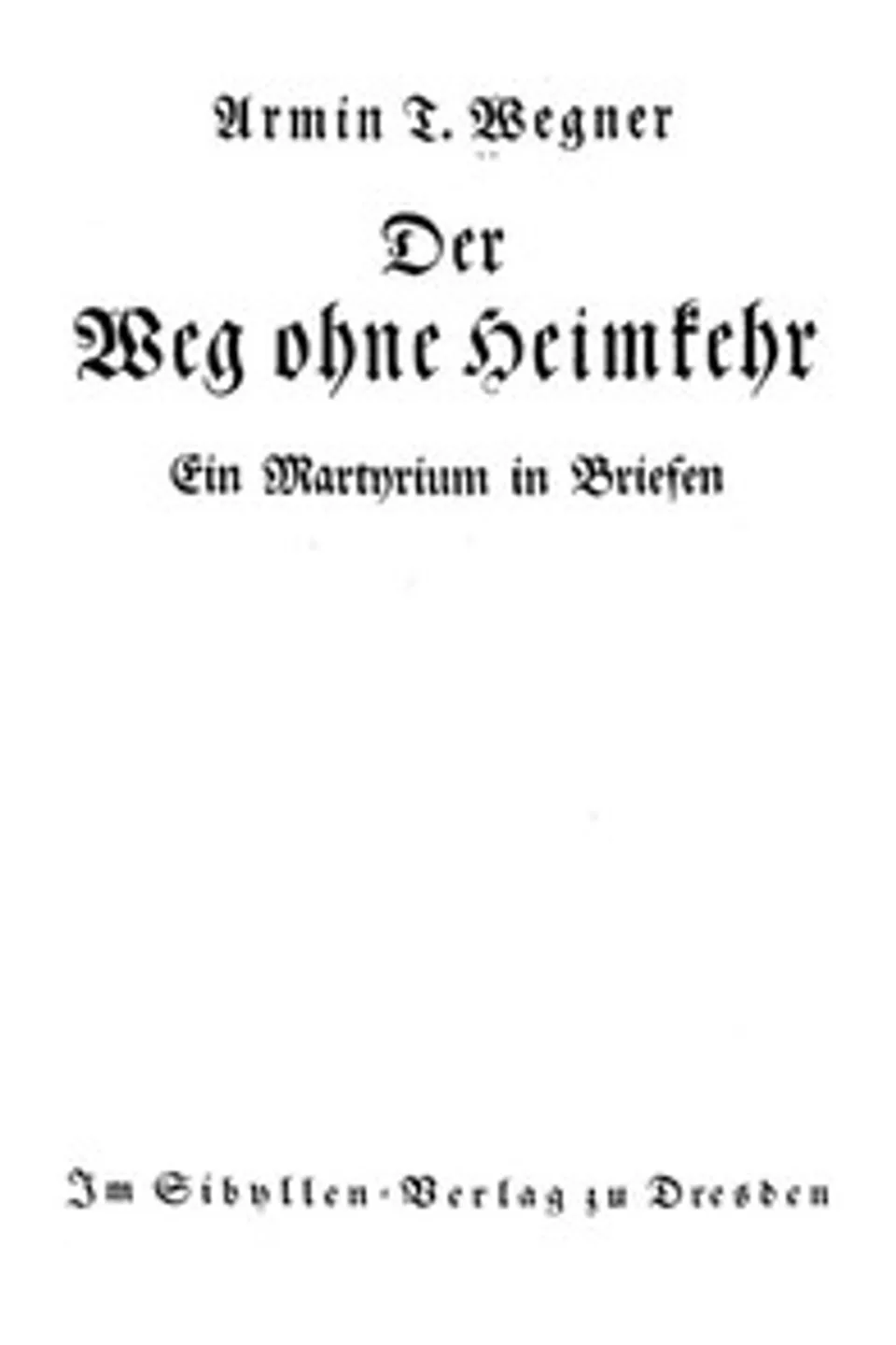 Der Weg ohne Heimkehr: Ein Martyrium in Briefen, Armin T. Wegner
