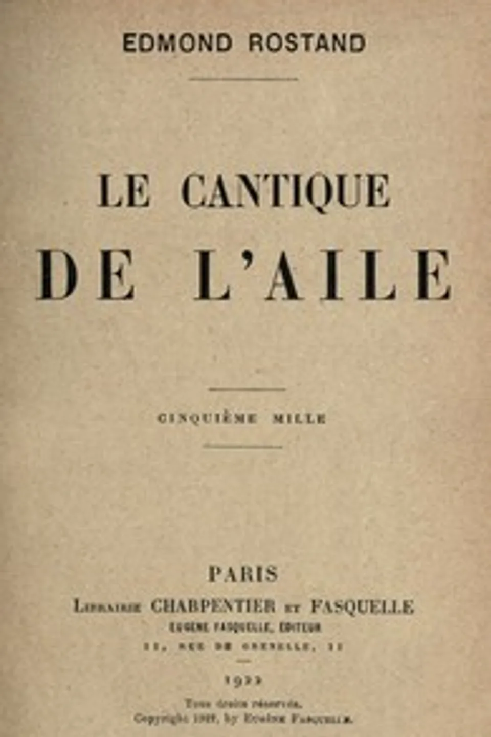 Le Cantique de l'Aile, Edmond Rostand