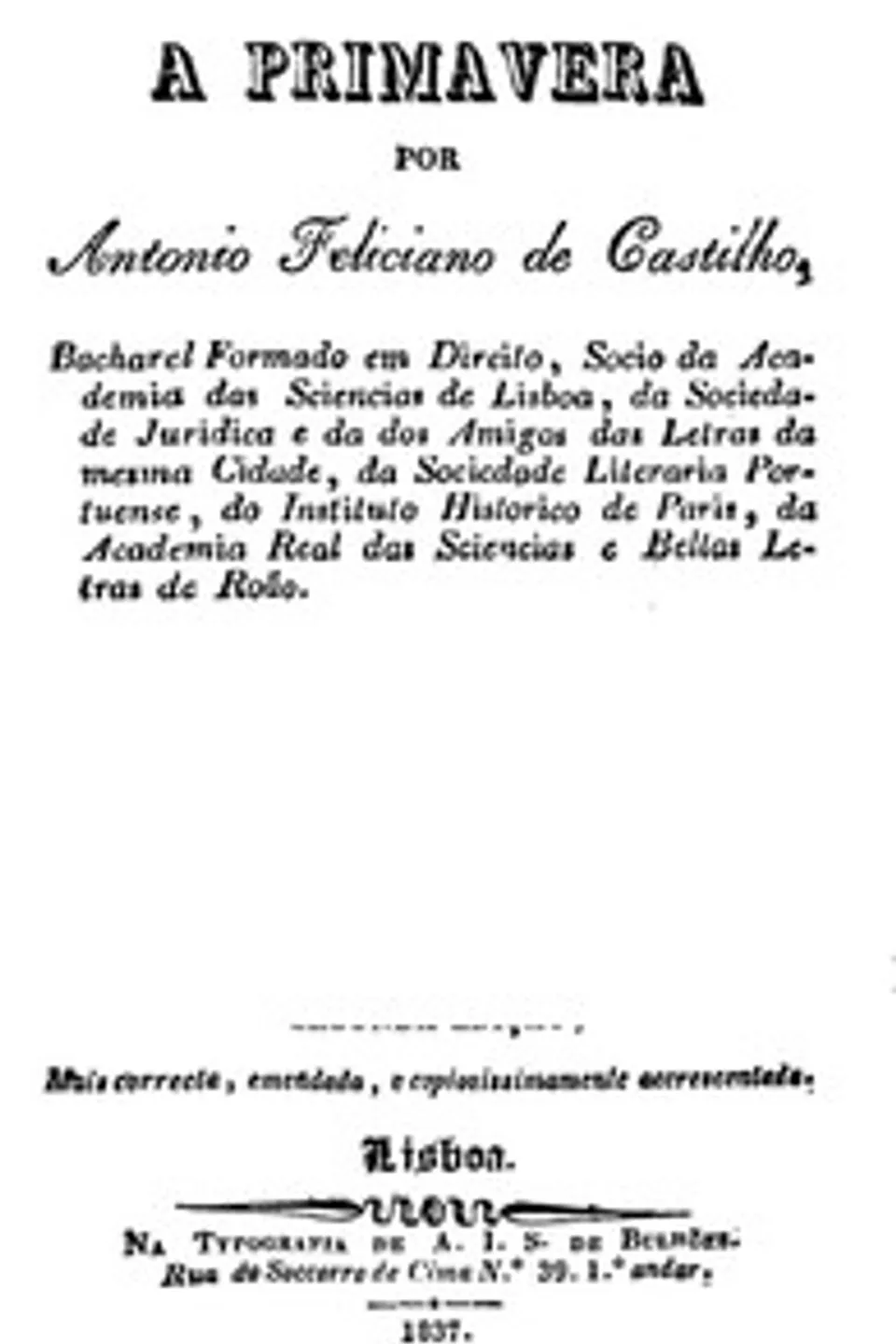 A Primavera, Antonio Feliciano de Castilho