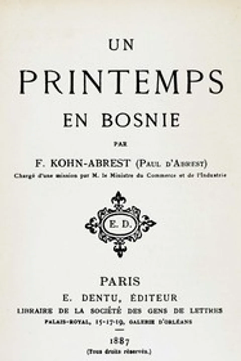 Un printemps en Bosnie, Frédéric Kohn-Abrest