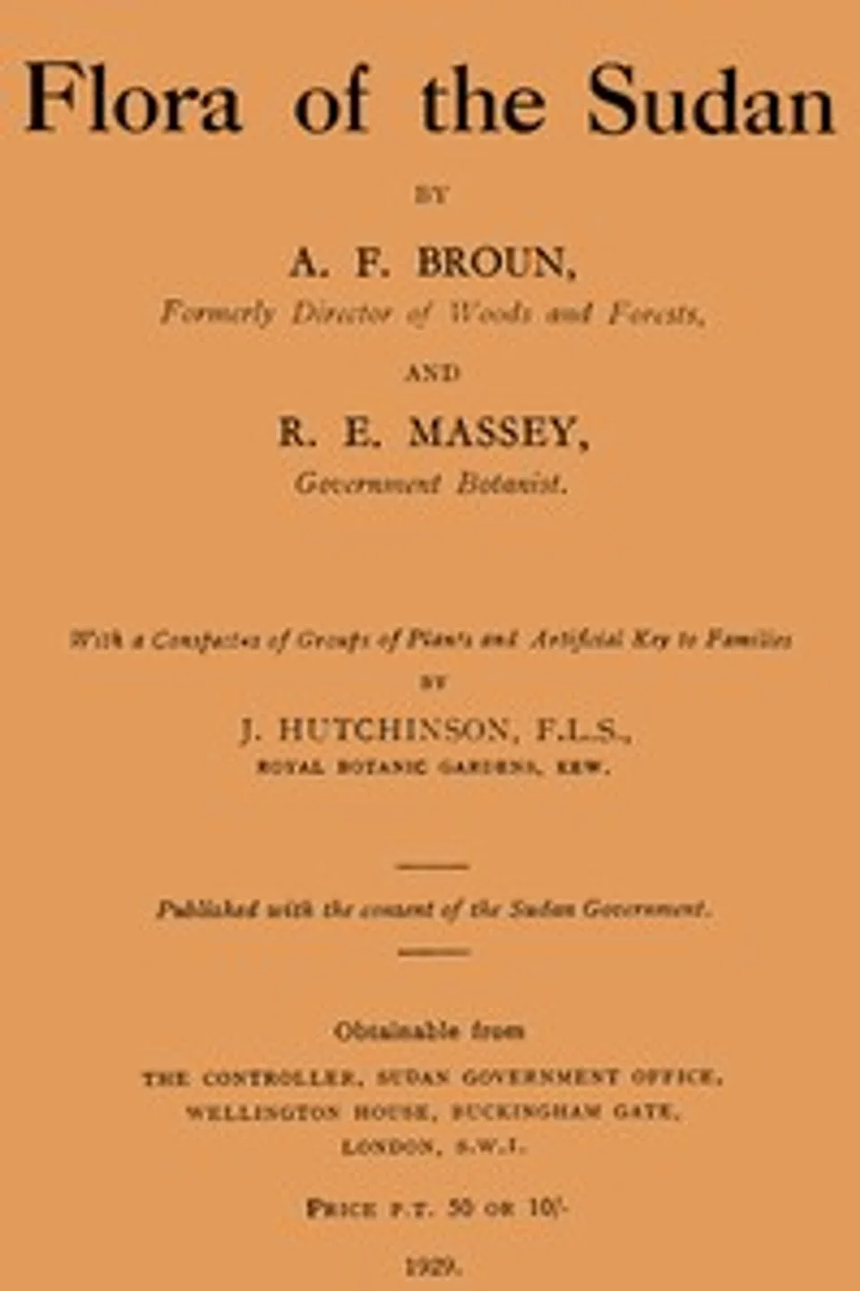 Flora of the Sudan, A. F. (Alfred Forbes) Broun
