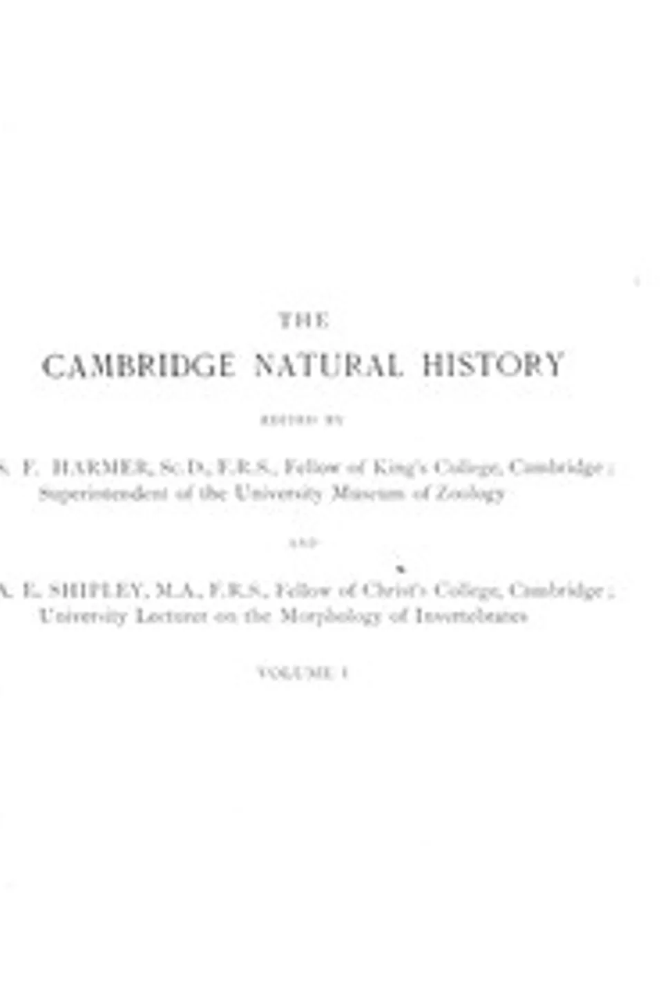 The Cambridge natural history, Vol. 01 (of 10), Sydney J. (Sydney John) Hickson
