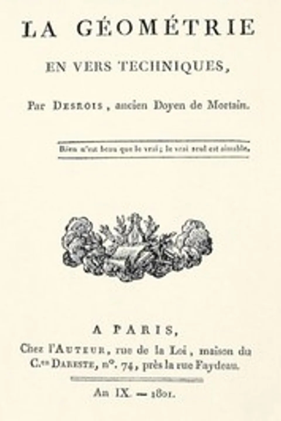 La géométrie en vers techniques, Lyon Des Roys