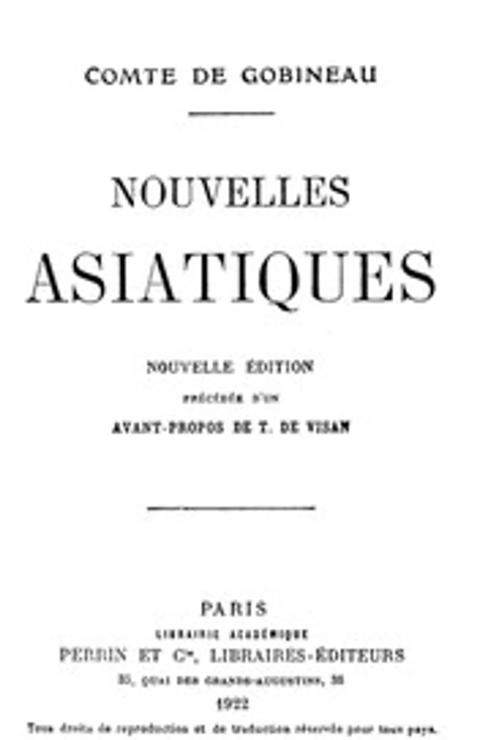 Nouvelles Asiatiques, Arthur Gobineau