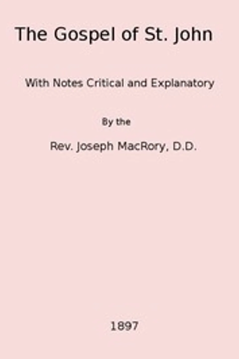 The Gospel of St. John, Joseph MacRory