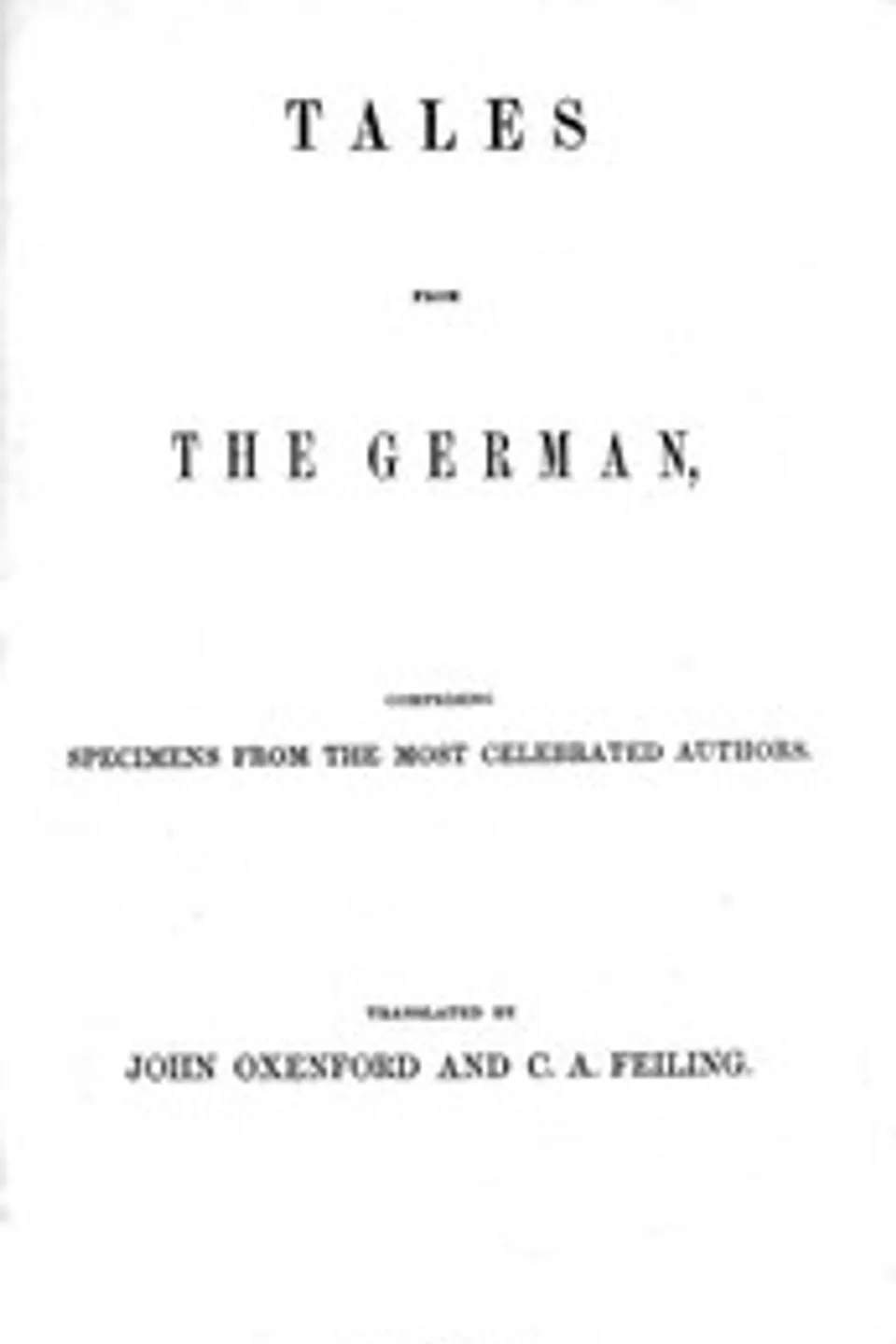 Tales from the German, comprising specimens from the most celebrated authors