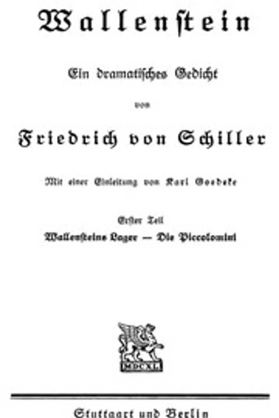 Wallensteins Lager, Friedrich Schiller