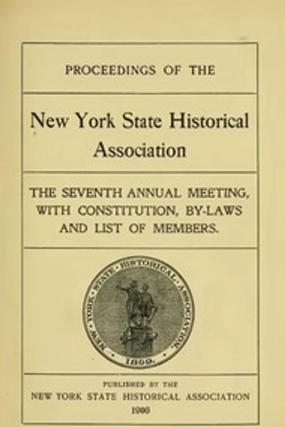 Proceedings of the New York Historical Association [1906], New York State Historical Association. Meeting