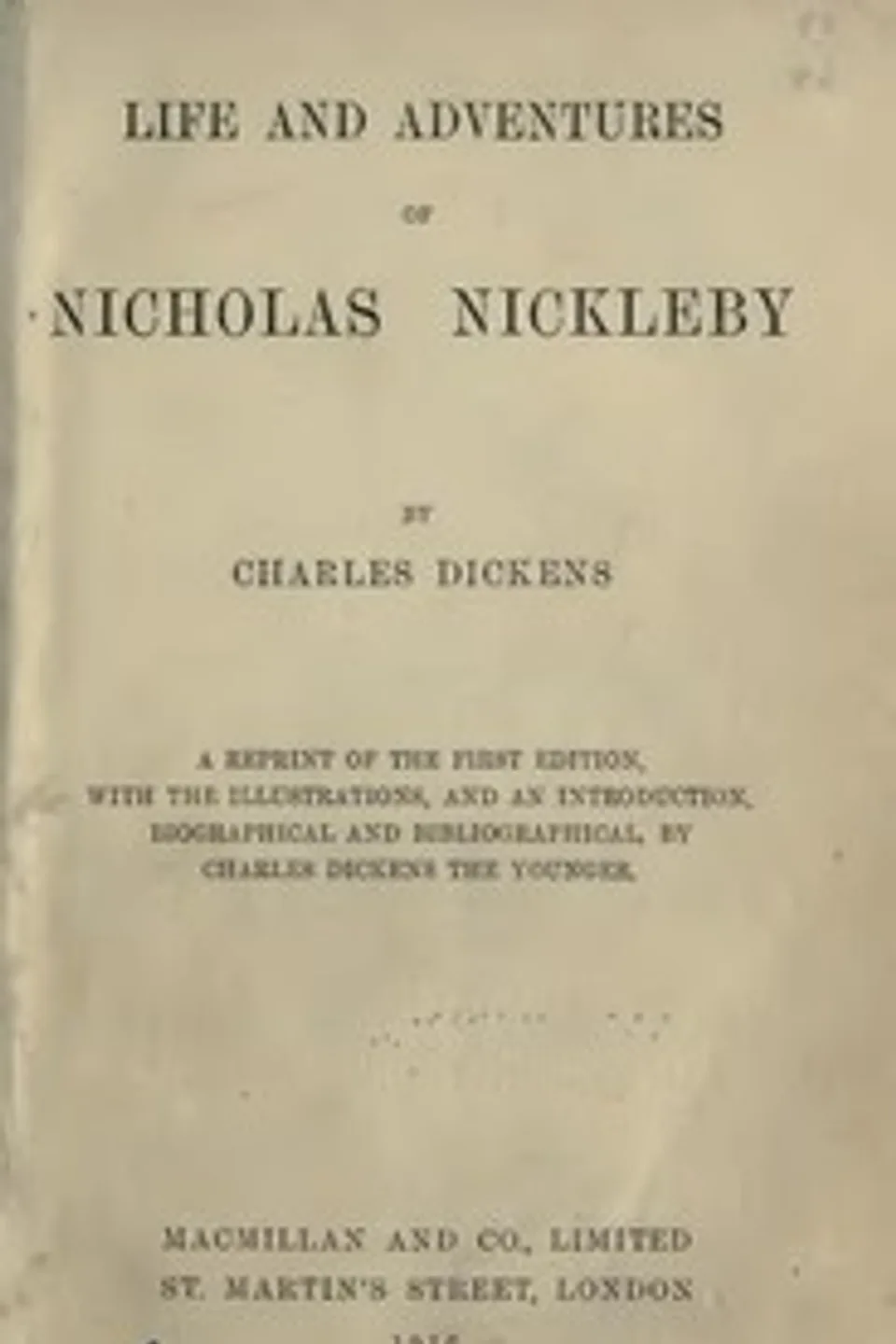 Nicholas Nickleby, Charles Dickens