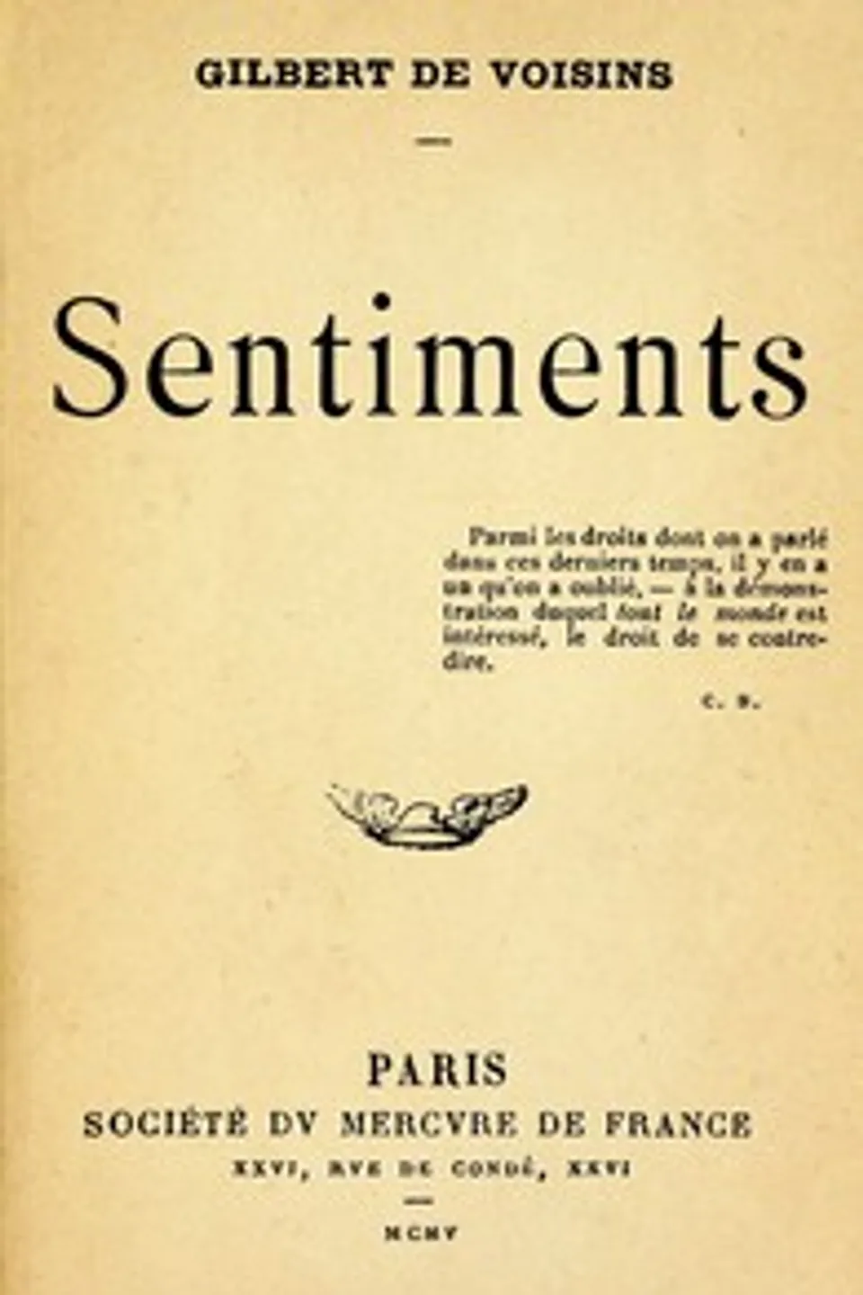 Sentiments, Auguste Gilbert de Voisins
