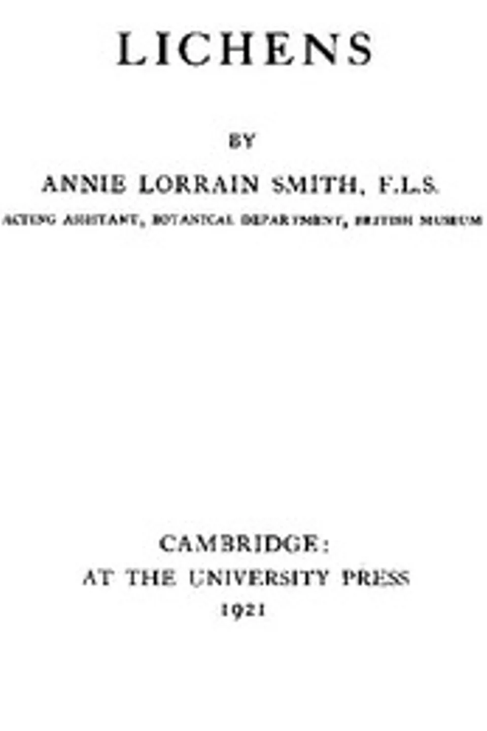 Lichens, Annie Lorrain Smith