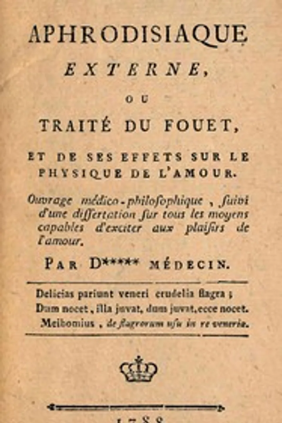 Aphrodisiaque externe, ou Traité du fouet et de ses effets sur le physique de l'amour : $b Ouvrage médico-philosophique, suivi d'une dissertation sur tous les moyens capables d'exciter aux plaisirs de l'amour, Amédée Doppet