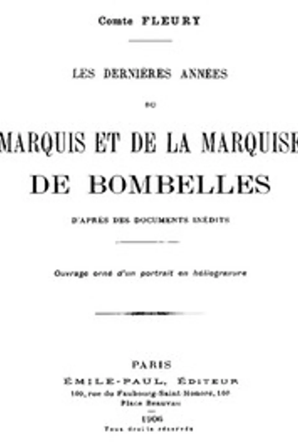 Les Dernières Années du Marquis et de la Marquise de Bombelles, Maurice Fleury