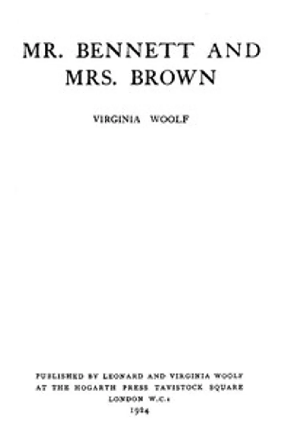 Mr. Bennett and Mrs. Brown, Virginia Woolf