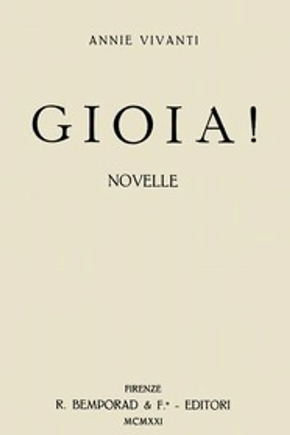Gioia!, Annie Vivanti