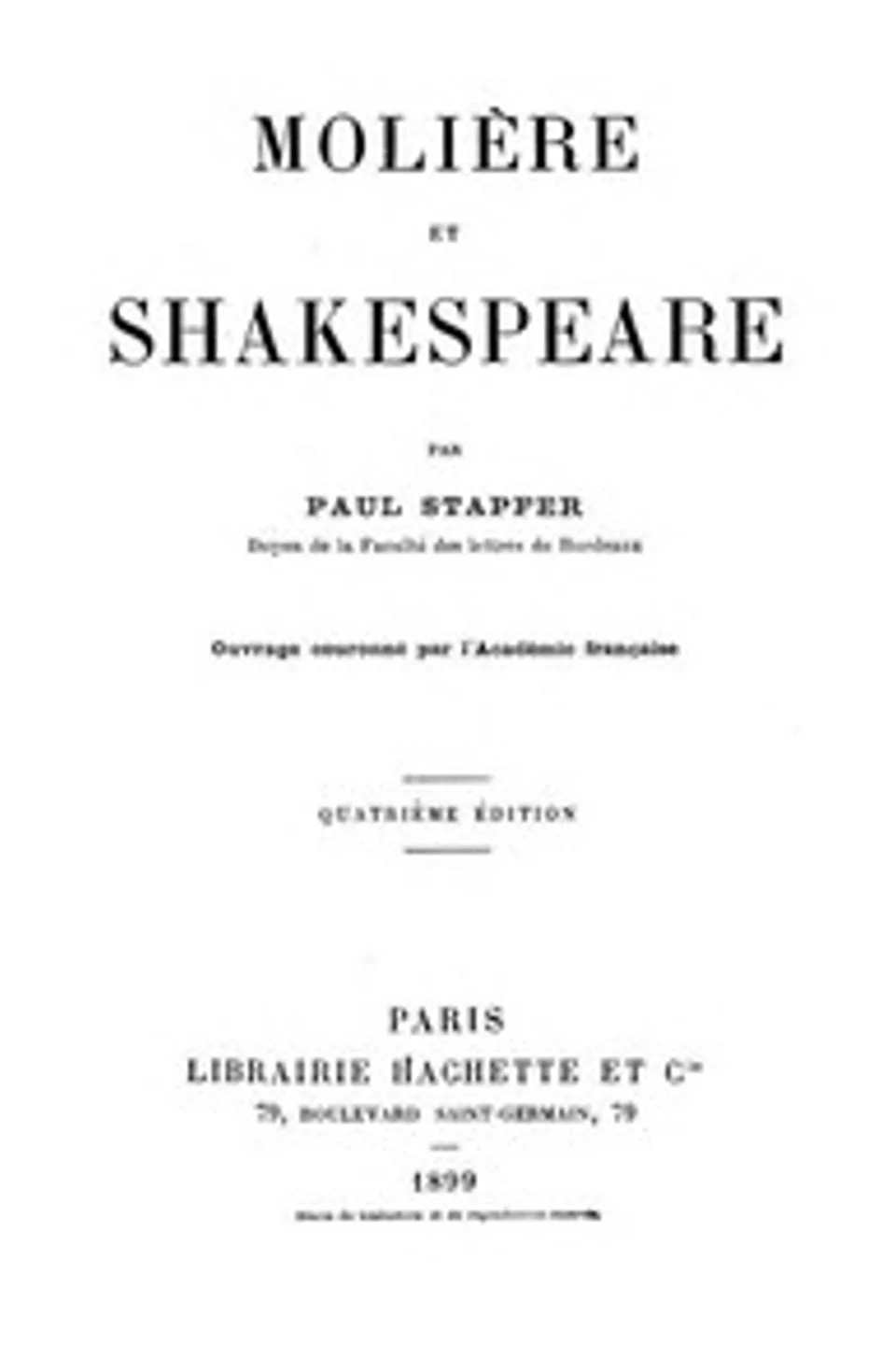 Molière et Shakespeare, Paul Stapfer