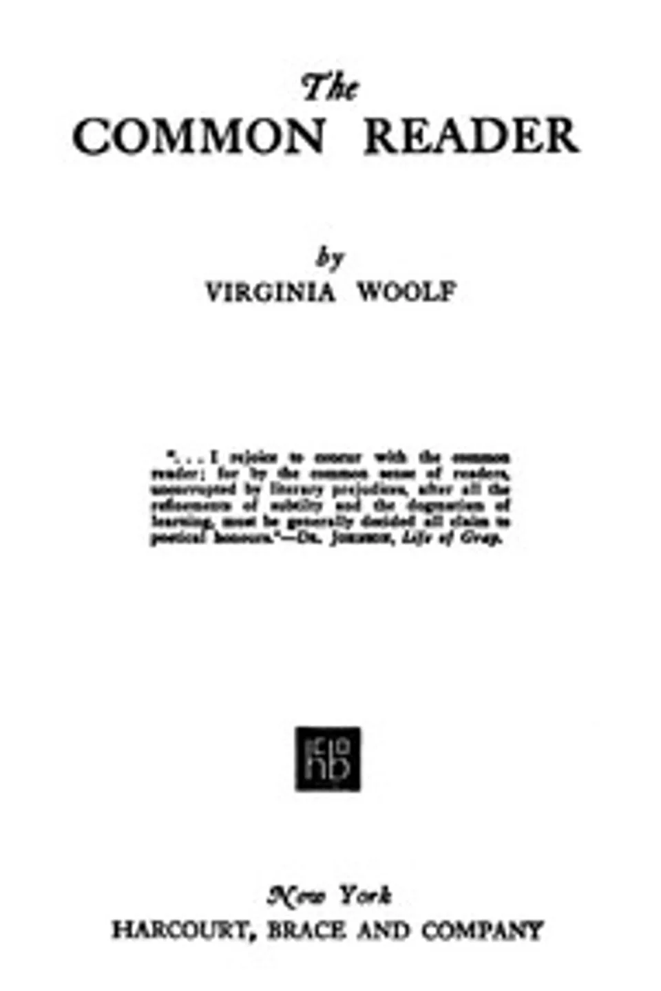 The Common Reader, Virginia Woolf
