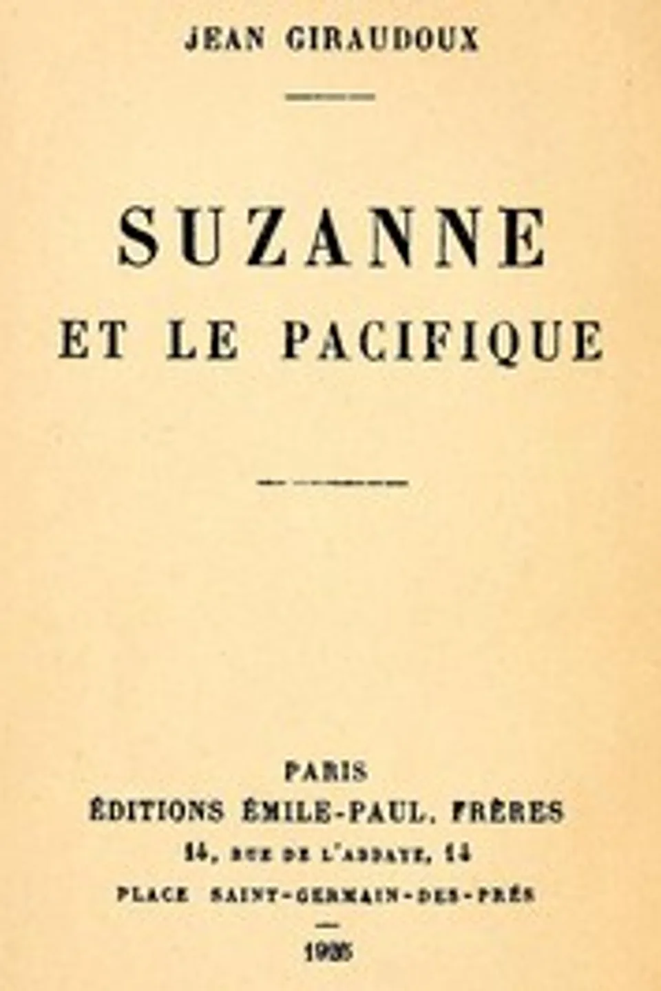 Suzanne et le Pacifique, Jean Giraudoux