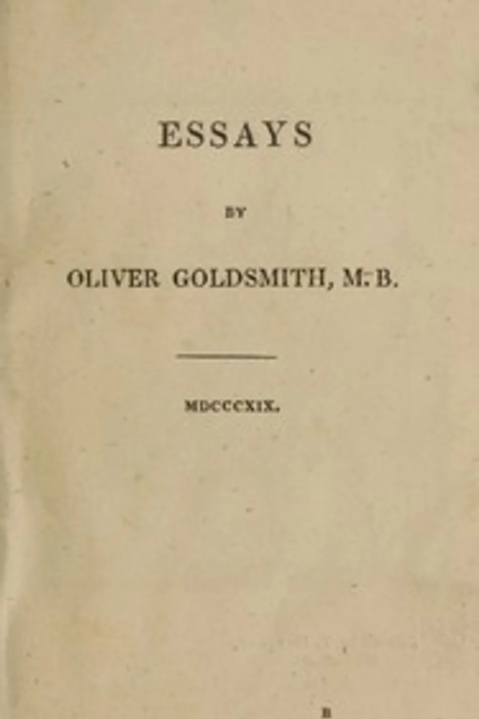 Goldsmith's essays, Oliver Goldsmith