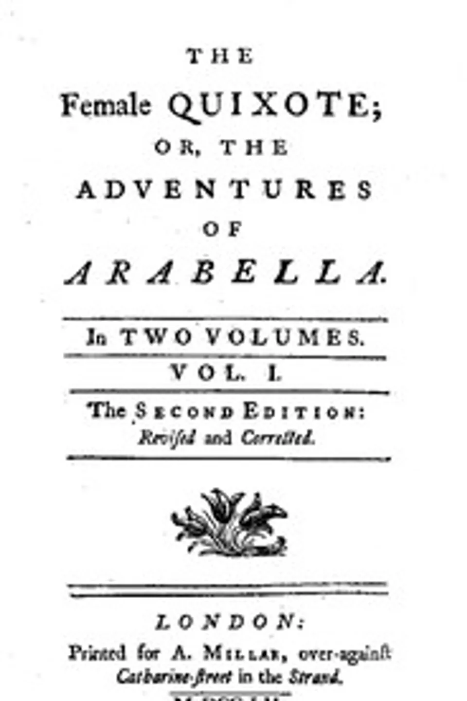 The Female Quixote; or, The Adventures of Arabella, v. 1-2, Charlotte Lennox