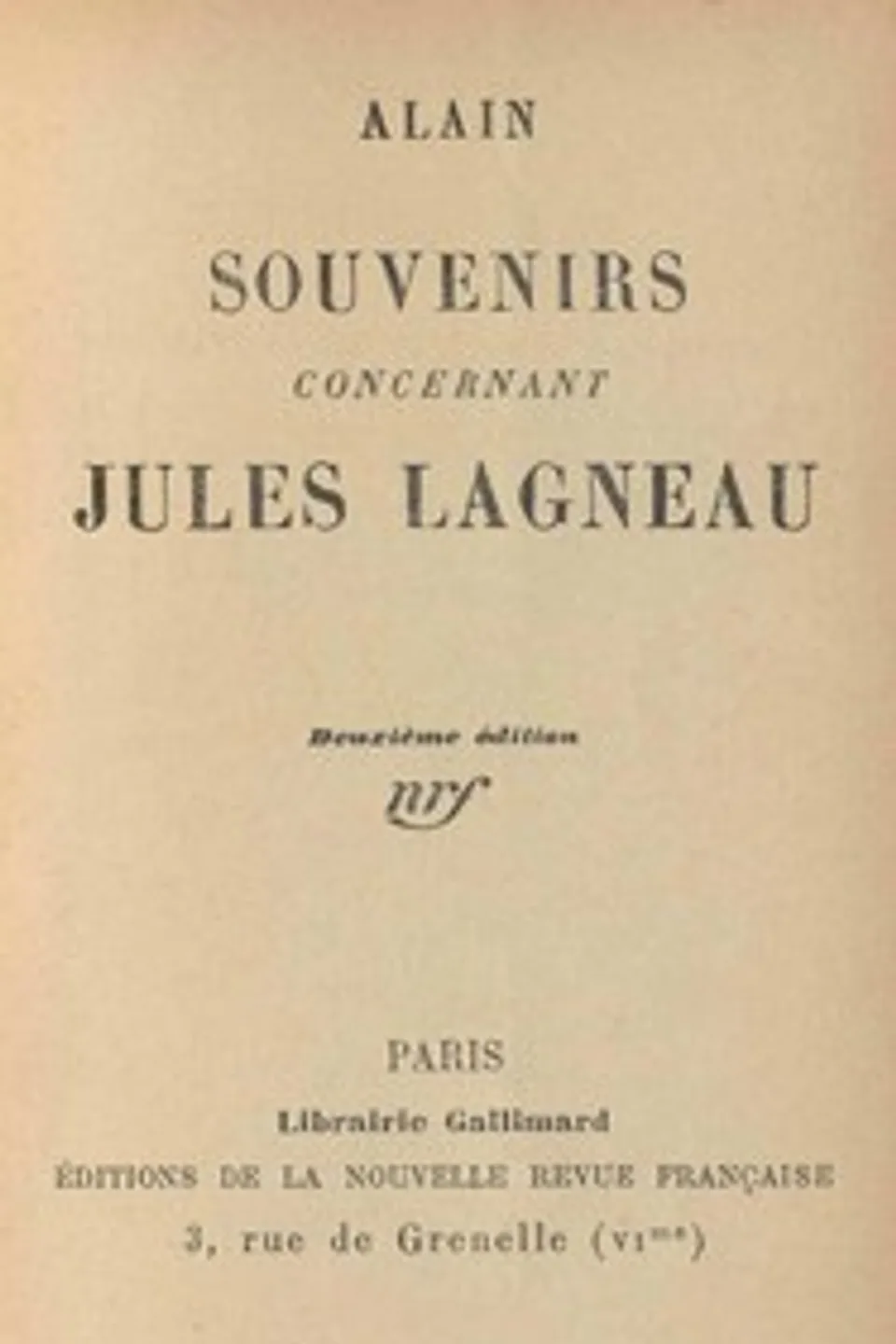 Souvenirs concernant Jules Lagneau, Alain