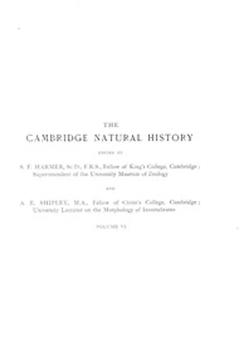 The Cambridge natural history, Vol. 06 (of 10), David Sharp