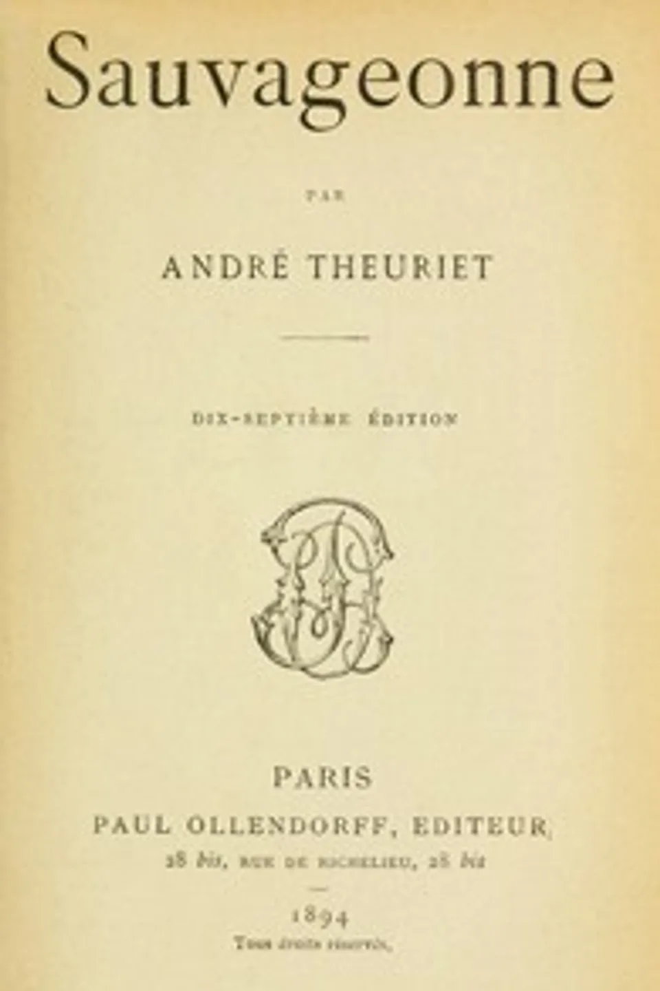 Sauvageonne, André Theuriet