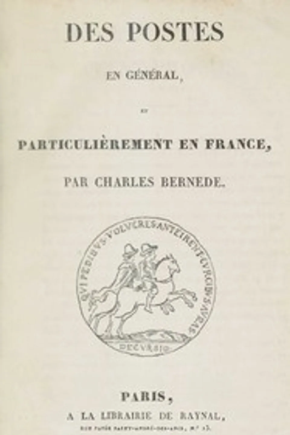 Des postes en général, et particulièrement en France, Charles Bernède