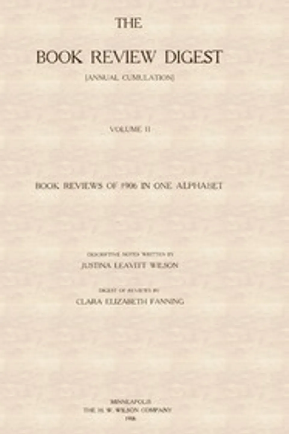 The book review digest, volume 02, 1906, Various