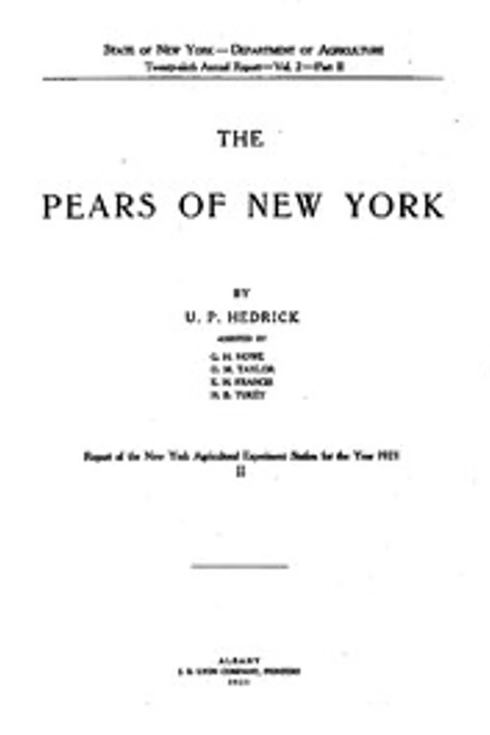 The pears of New York, U. P. Hedrick