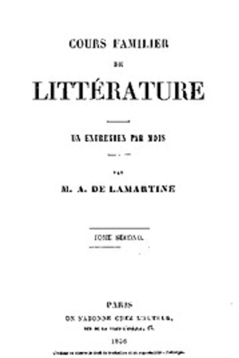Cours familier de Littérature - Volume 02, Alphonse de Lamartine