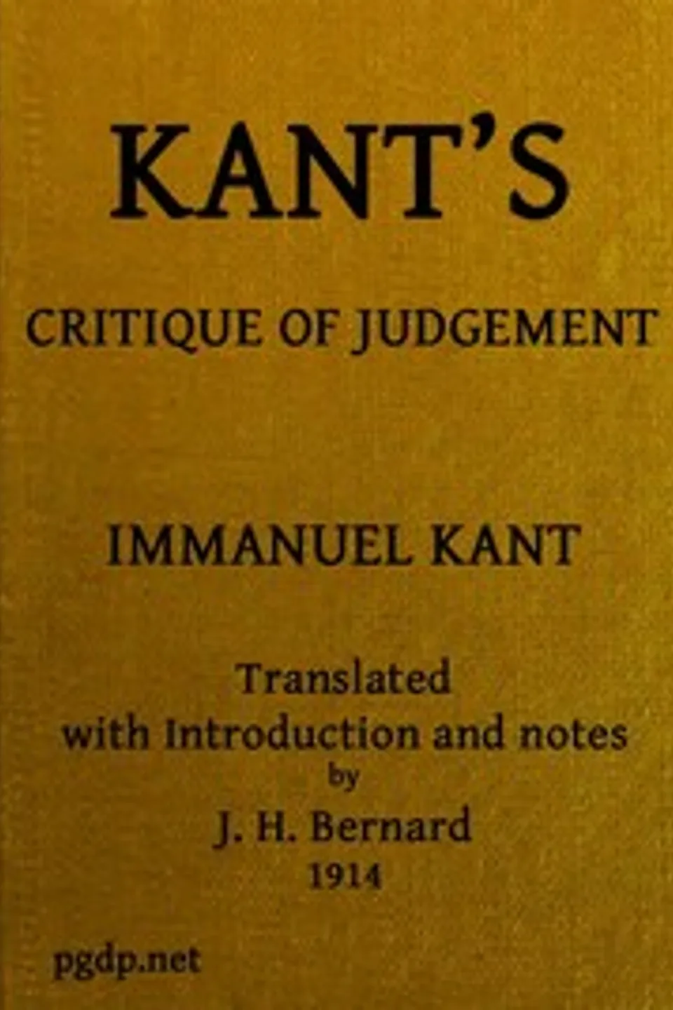 Kant's Critique of Judgement, Immanuel Kant