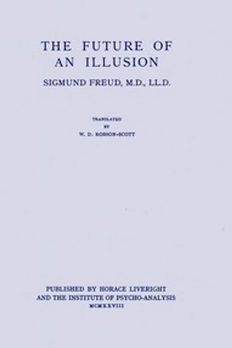The future of an illusion, Sigmund Freud
