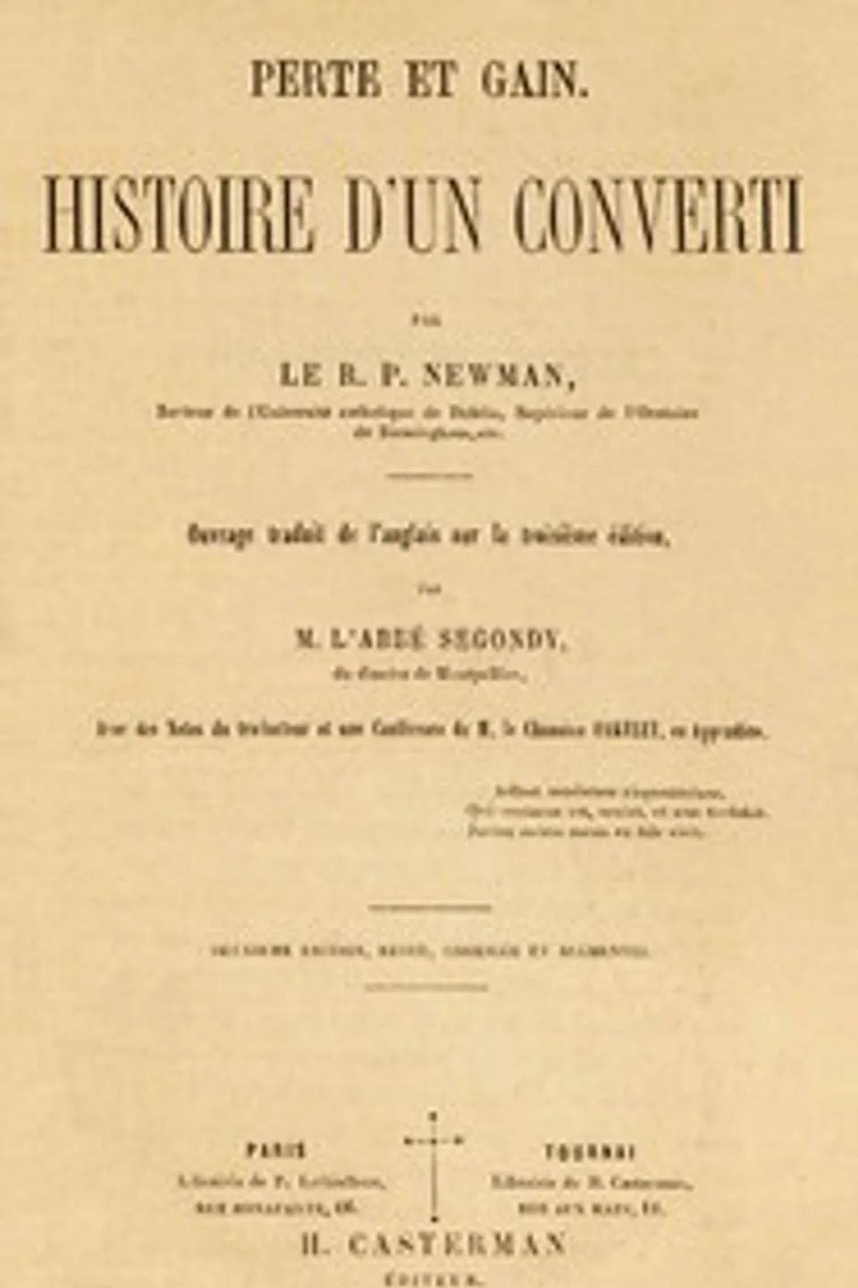 Perte et gain : $b histoire d'un converti, John Henry Newman