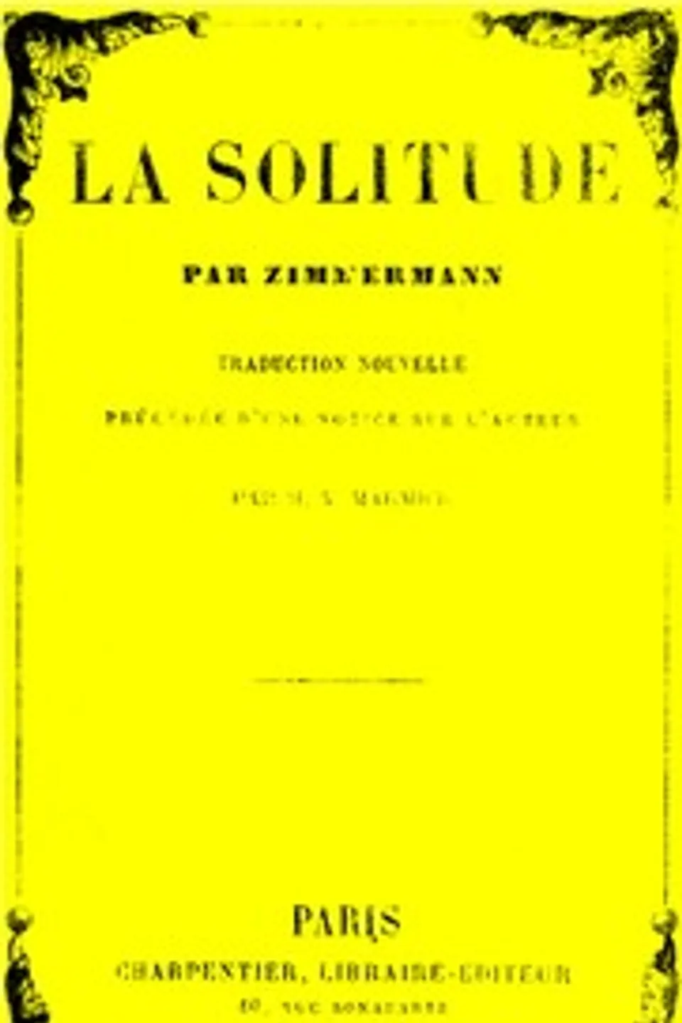 La solitude, Johann Georg Zimmermann