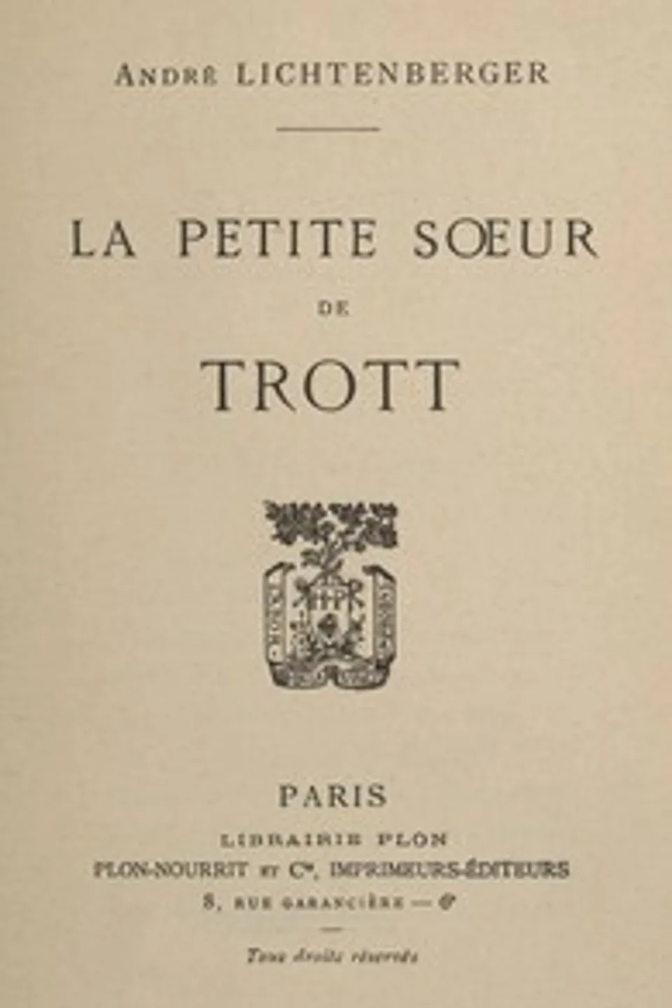 La petite sœur de Trott, André Lichtenberger