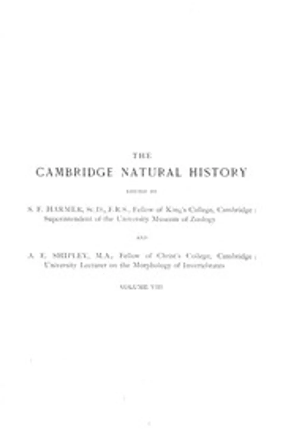 The Cambridge natural history, Vol. 08 (of 10), Hans Gadow