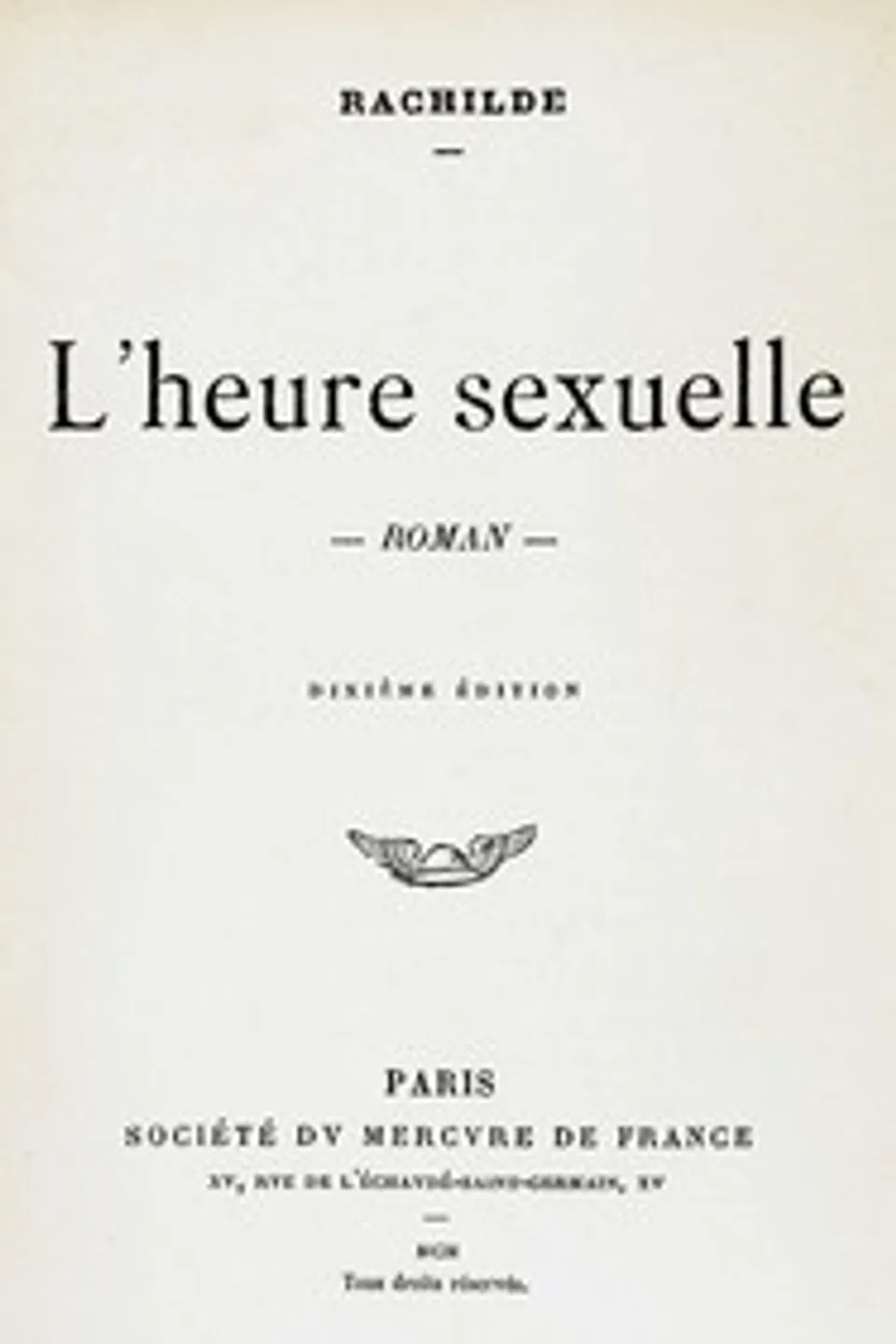 L'heure sexuelle : $b roman, Rachilde