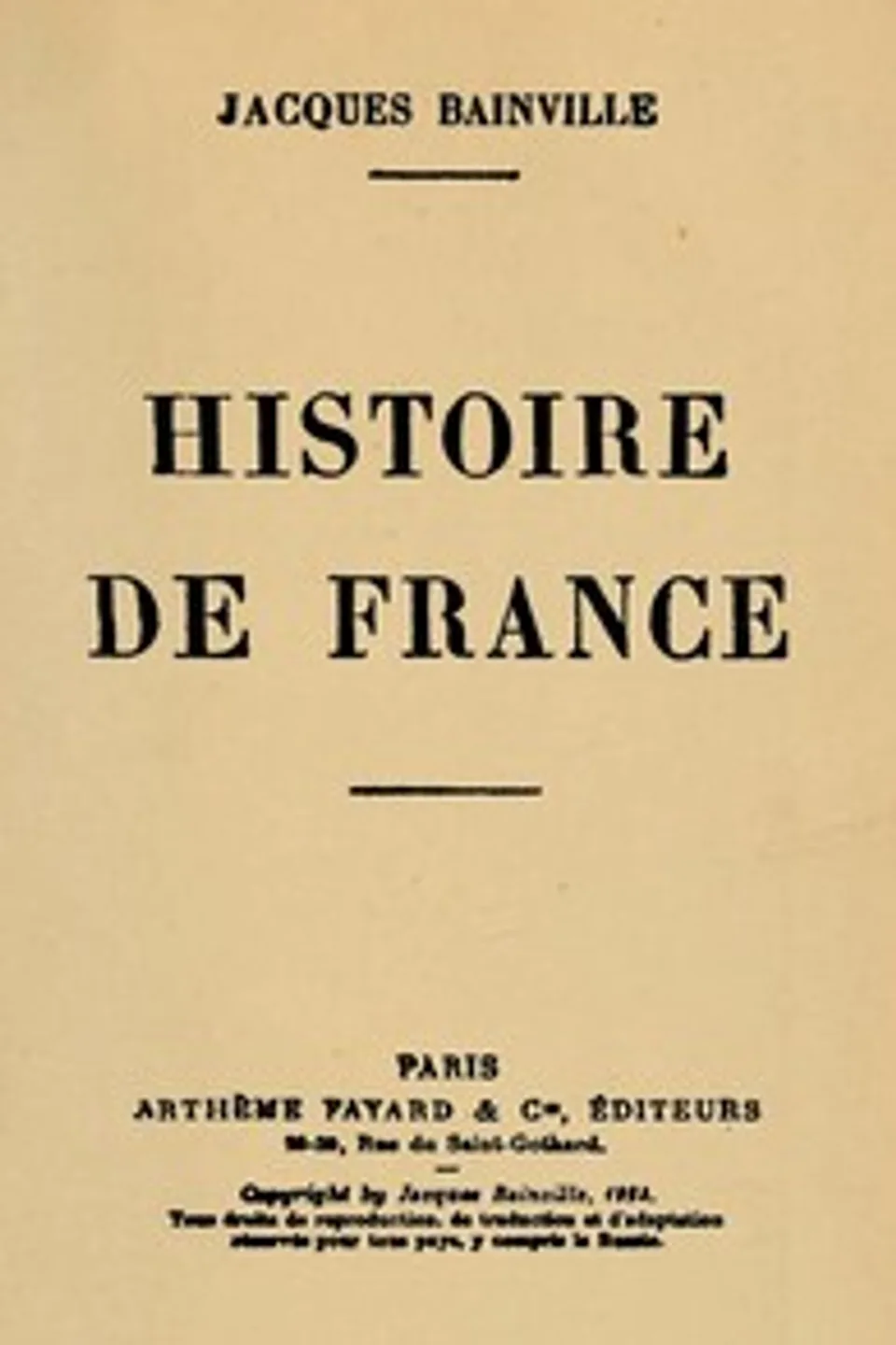 Histoire de France, Jacques Bainville