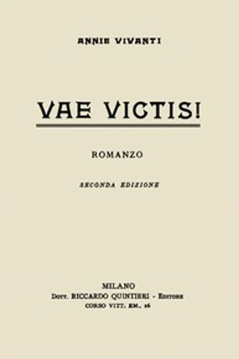 Vae victis! Romanzo, Annie Vivanti