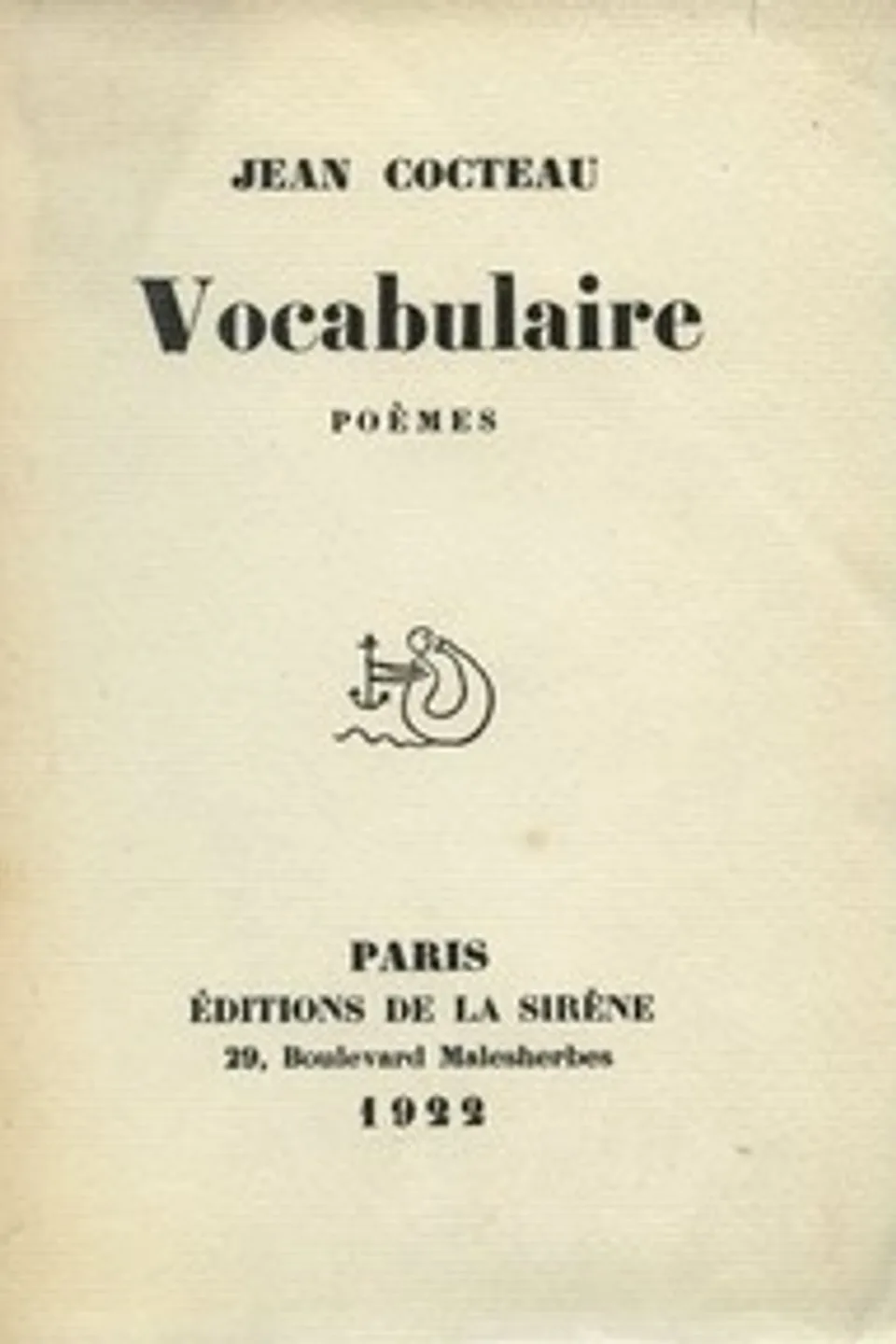 Vocabulaire,  Poèmes, Jean Cocteau