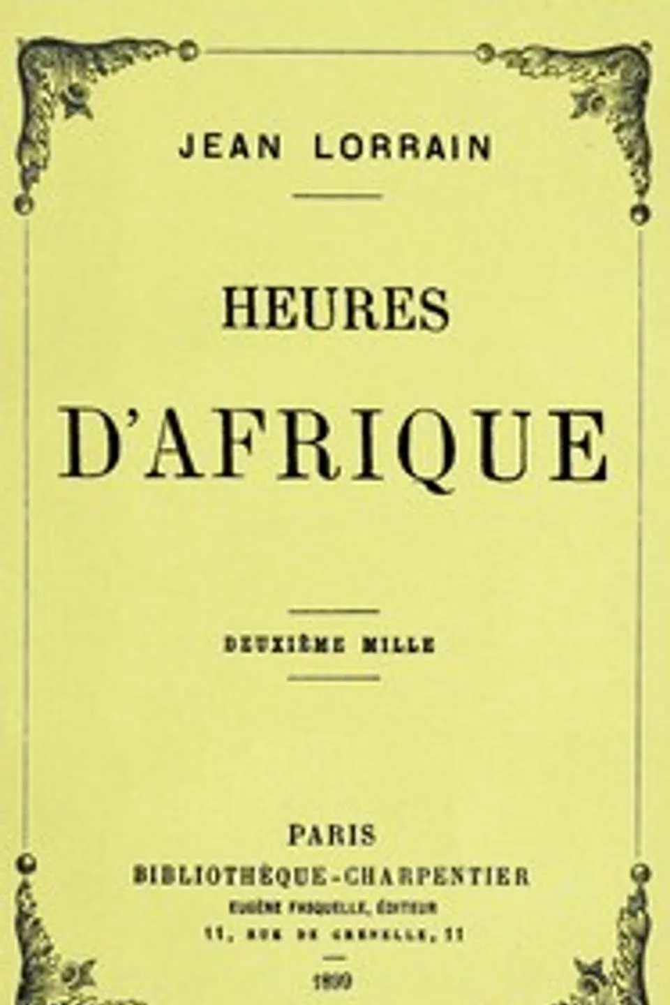 Heures d'Afrique, Jean Lorrain