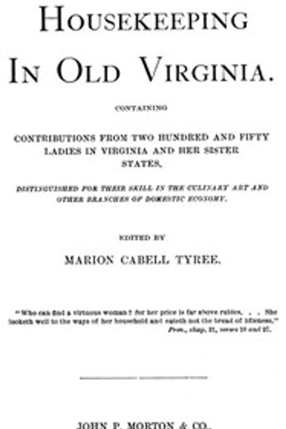Housekeeping in Old Virginia