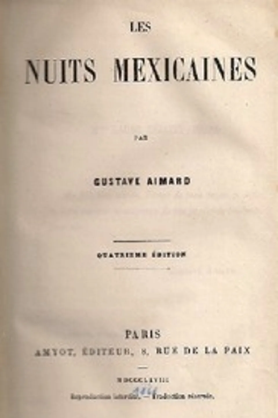 Les nuits mexicaines, Gustave Aimard