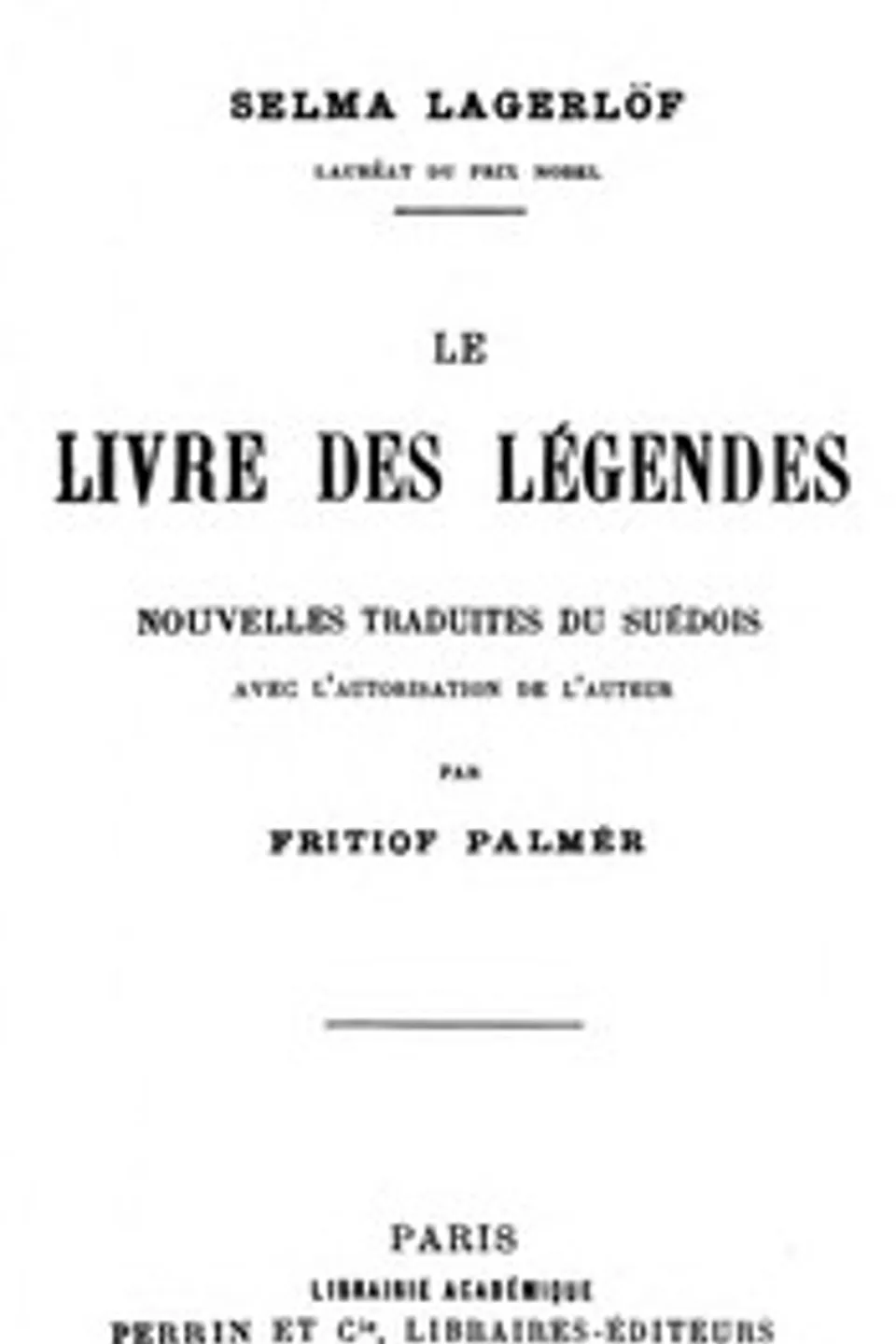 Le Livre des Légendes, Selma Lagerlöf