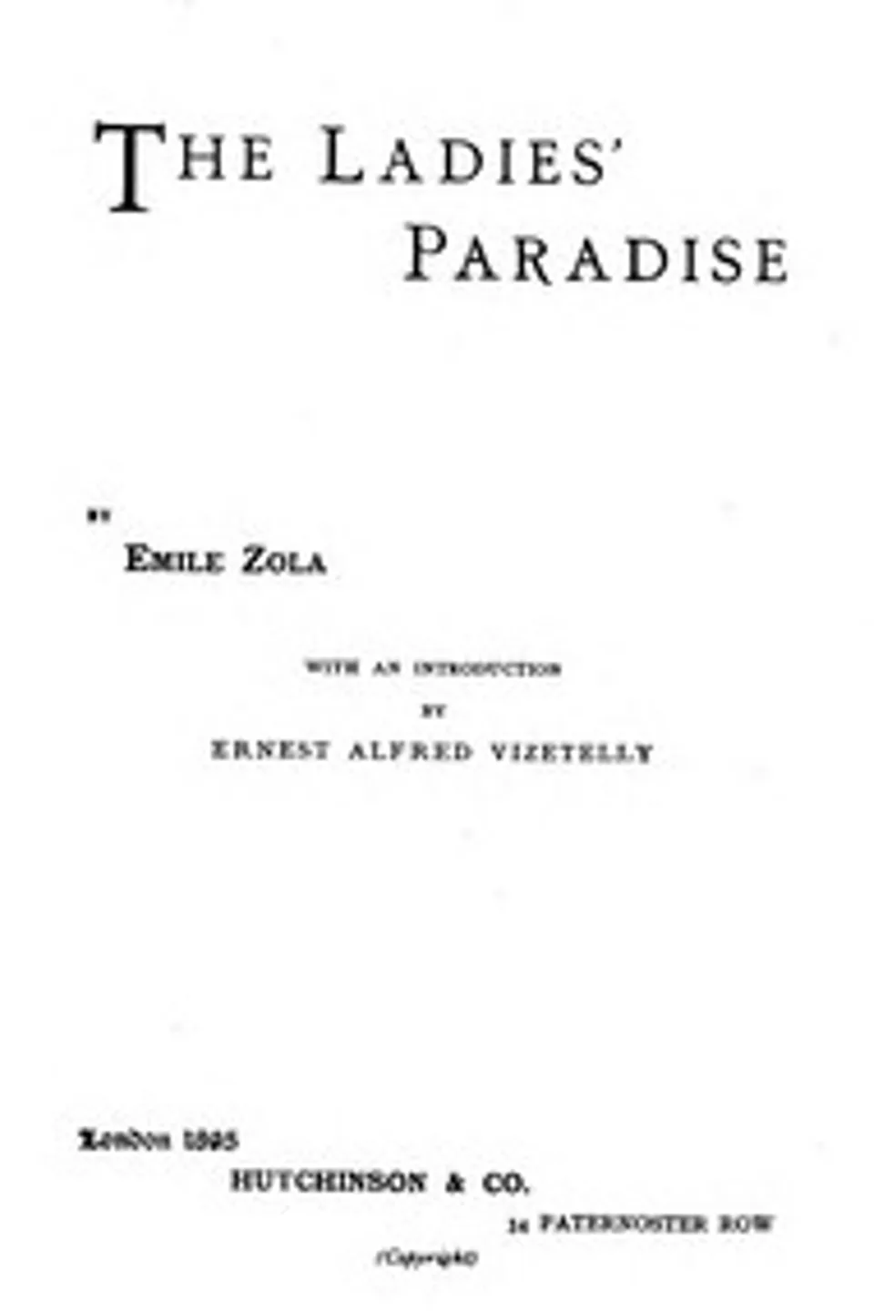 The Ladies' Paradise, Émile Zola
