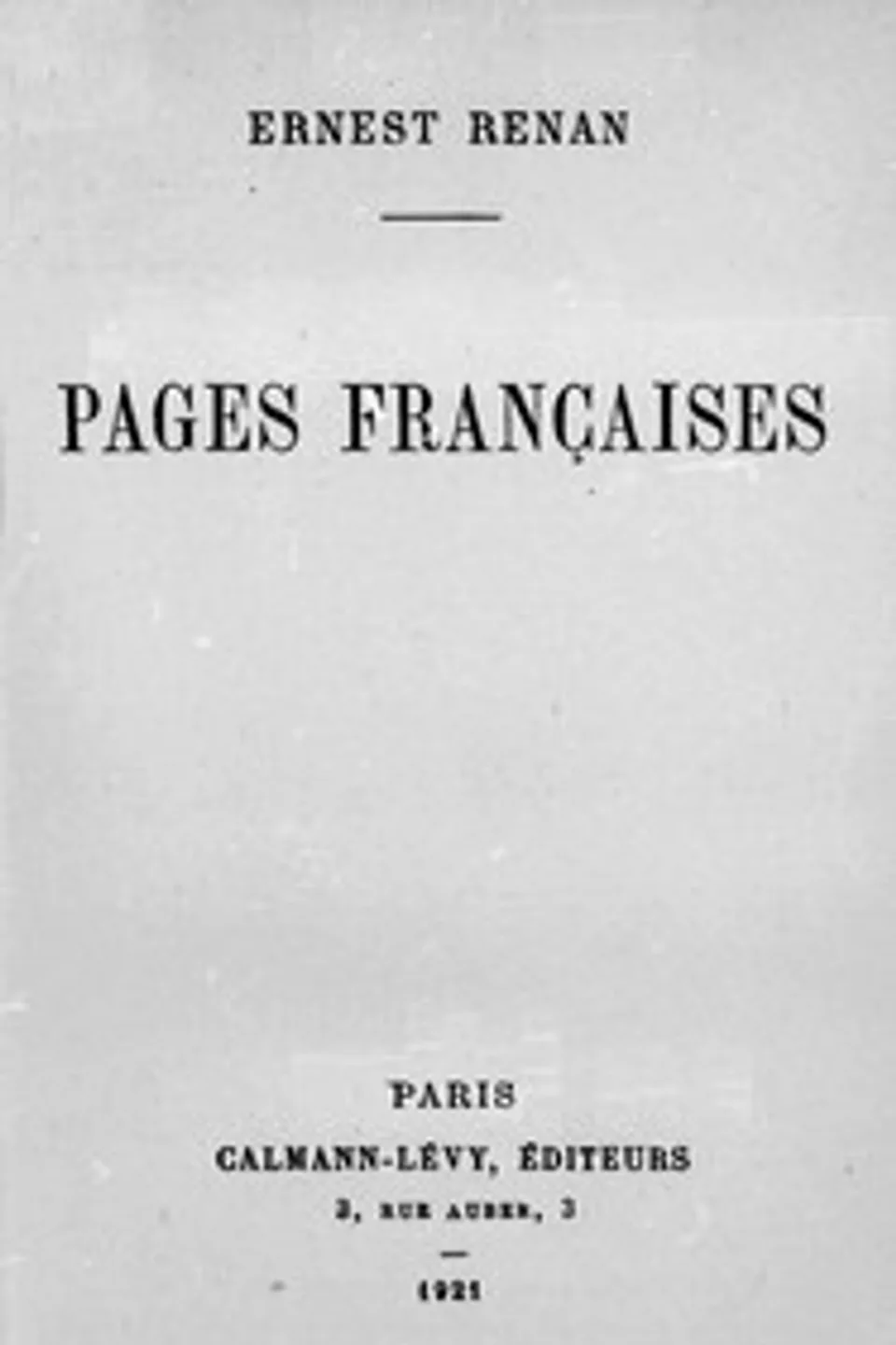 Pages françaises, Ernest Renan