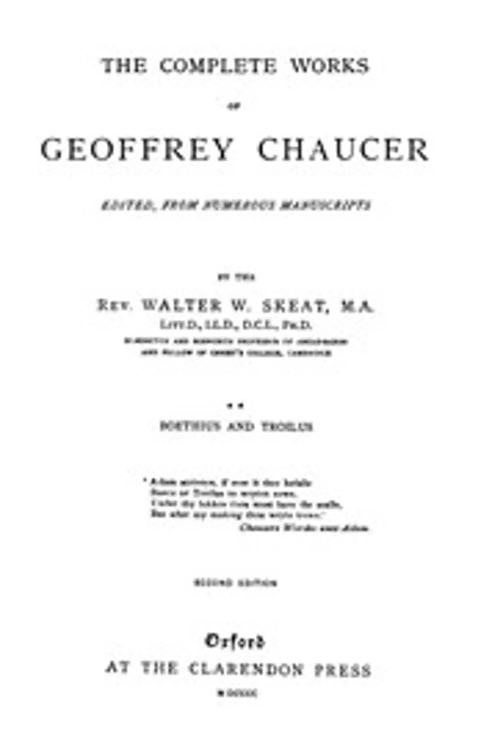 Chaucer's Works, Volume 2 — Boethius and Troilus, Geoffrey Chaucer