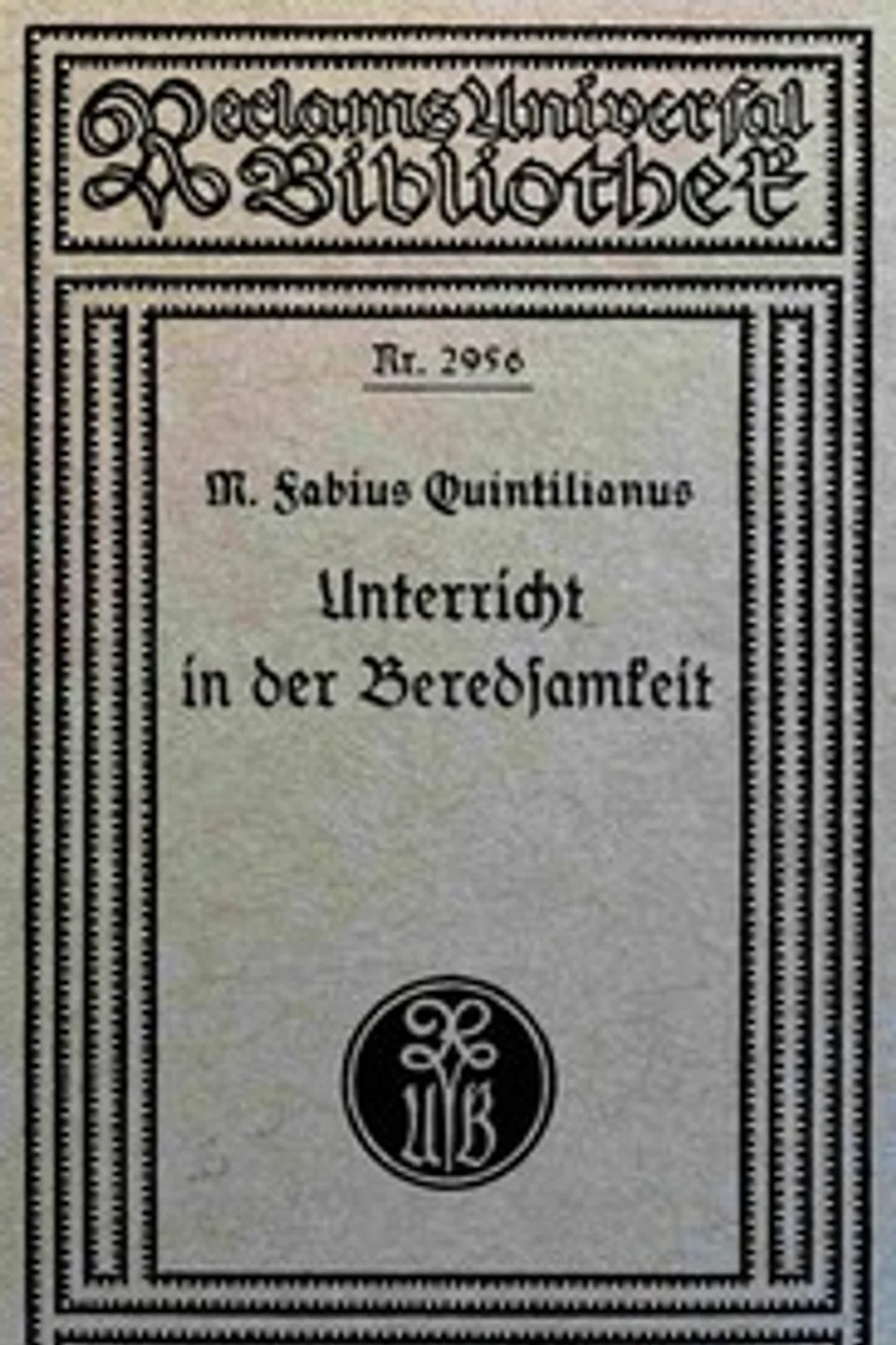 Unterricht in der Beredsamkeit, Quintilian